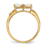 14k Gold Polished Created Opal Bow Ring